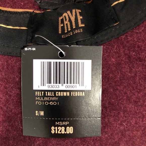 Frye Harness Wool Felt Tall Crown Fedora Hat NWT - Picture 9 of 10